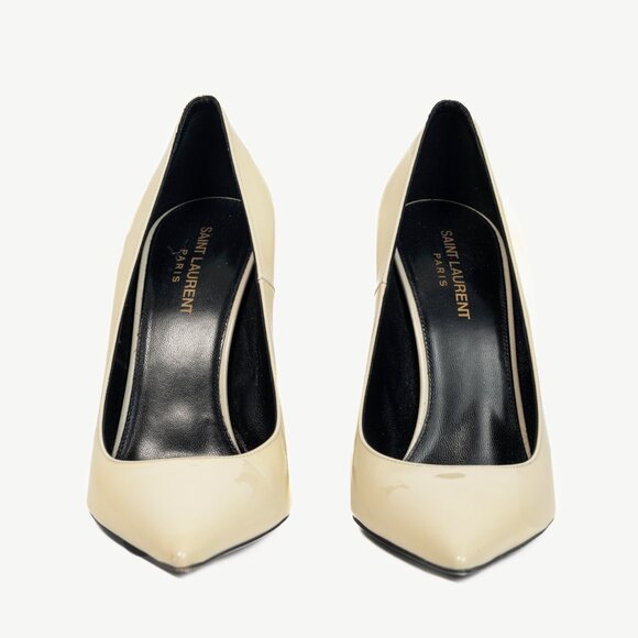 Saint Laurent Opyum Cream Patent YSL Cassandre Pointed-Toe Pumps - Picture 2 of 10